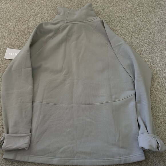 Athleta Altitude Polartec Funnel Neck Sweatshirt Light Gray Large - Picture 2 of 3